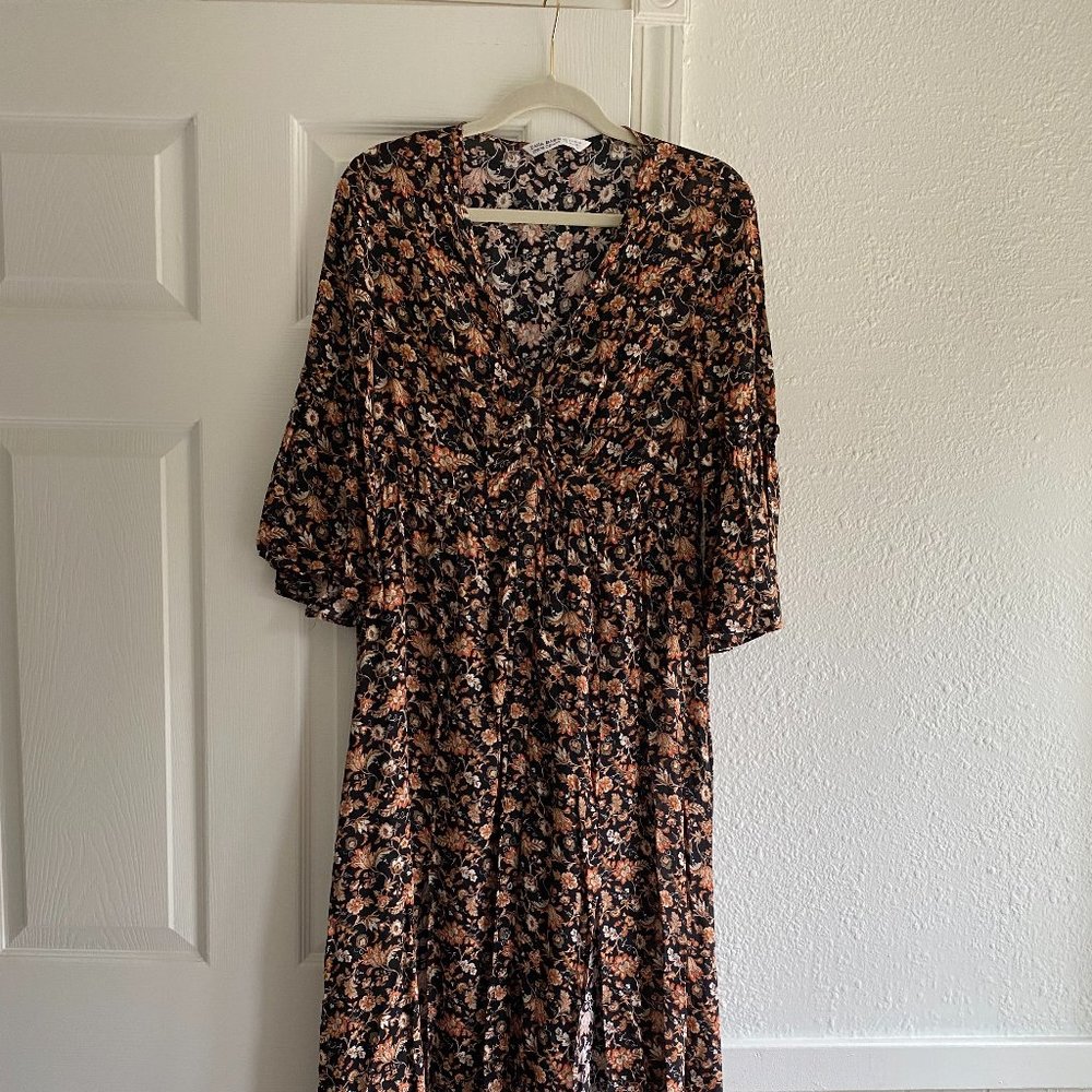 Zara Floral Split-Front Maxi Dress, L